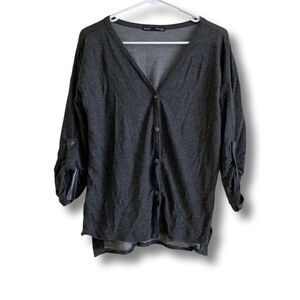 Gray button down with roll-up sleeves
